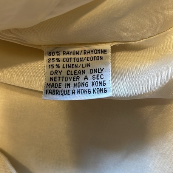 Jac Dale 4/34 cotton/linen/poly blend butter cream tailored pocketed jacket - Picture 7 of 8